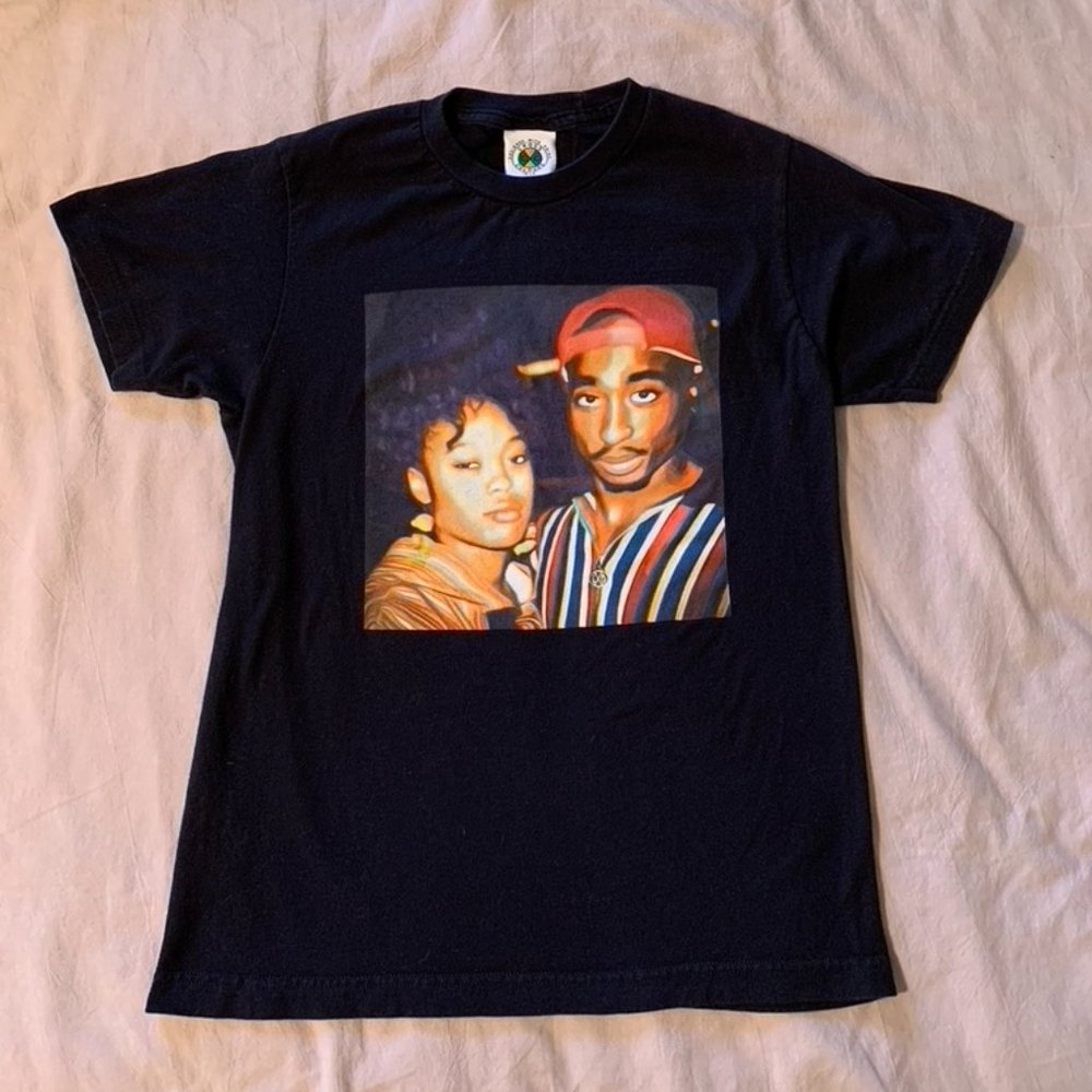 Black Short-Sleeve Graphic Tee with Photo Print